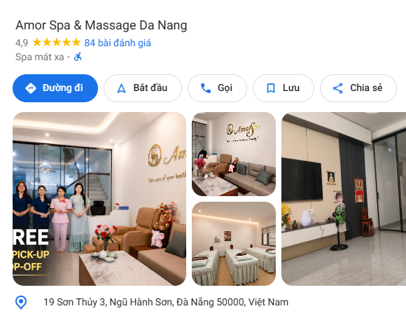 Amor Spa & Massage Da Nang on Google Maps — 4.9 stars, 84+ reviews